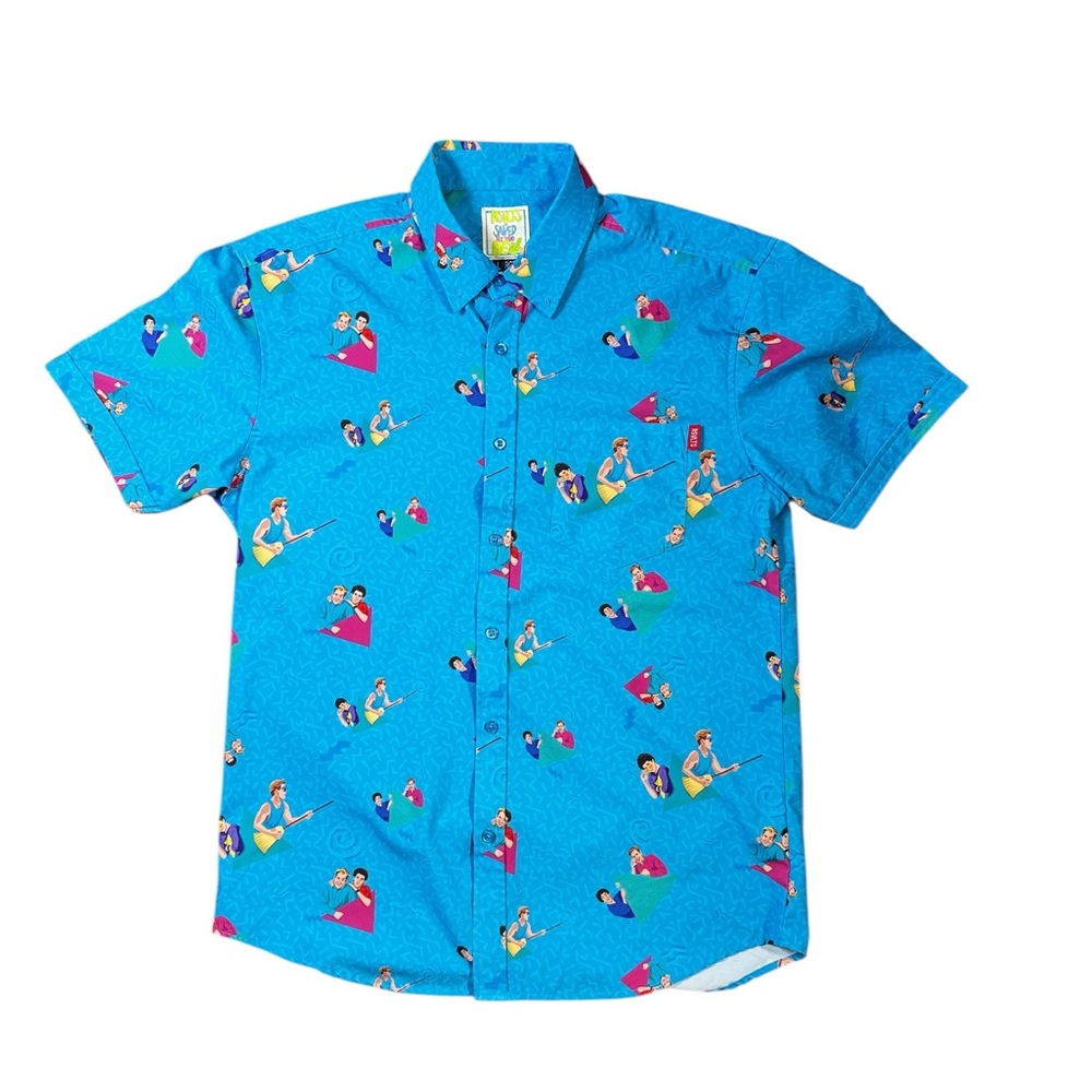 RSVLTS Saved by the bell Zach and Screech button up